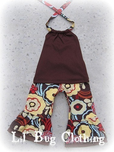 Custom Boutique Mocca Flower Capri Set size 12 18 24 2t 3t 4t 5t 6 7 girl