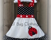 Custom Boutique Clothing  Ladybug Red and Black Dot Dress