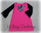Custom Boutique Fal Minnie Pink Black Knit Dress size 12 18 24 2t 3t 4t 5t 6 girl