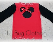 Custom Boutique Knit Minnie Mouse Top size 12 18 24 2t 3t 4t 5t 6 7 girl