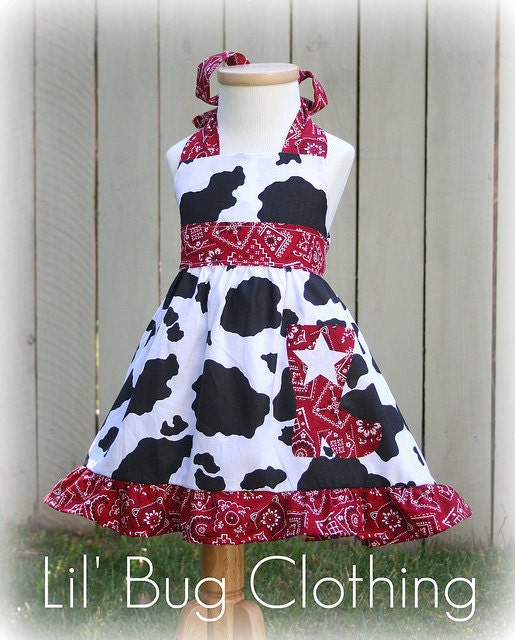 Custom Boutique Clothing Country Red Bandana Cowgirl Western Jumper Dress Halter Style