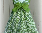 Custom Boutique Clothing Lime Zebra Summer Jumper Pageant Halter Dress