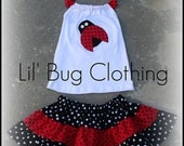 Custom Boutique Clothing  Ladybug Red and Black Dot Tiered Halter Skirt  Birthday