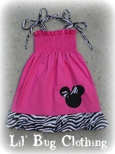 Custom Boutique Smocked Minnie Zebra Dress size 12 18 24 2t 3t 4t 5t 6 7 girl