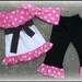 Minnie Mouse Pink and Black Fall Peasant Top and Leggings Girl