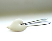 White Heart Earrings, Wedding Jewelry, White Wedding, Bridal Earrings, Enameled Earrings, Simple Earrings, Pure White Enameled Hearts