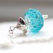 Turquoise Blue Glass Necklace,Pendant Necklace, Blue Glass Pendant, Blue Frosted Glass Pendant on Sterling Silver - Sea Siren