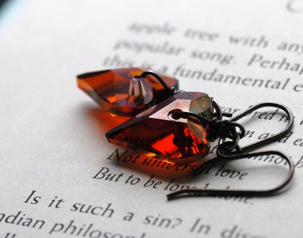 Red Heart Earrings, Valentine, Love, Sultry Red Swarovski Wild Heart Crystals and Sterling Silver - Seduction