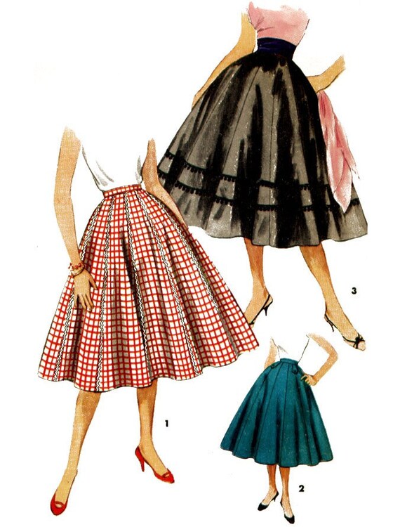 Vintage 50s Full Gored Skirt Pattern Waist 26 by WearingHistory