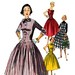 Vintage 50s Fitted Shirtwaist Drop Waisted Dress with Full Skirt- Size 16- Bust 34- Simplicity 1377