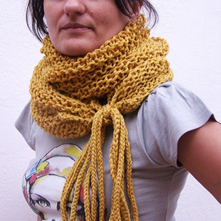 Wrap cowl in mustard yellow