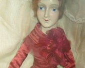 Vintage Boudoir Doll in Red Silk Dress