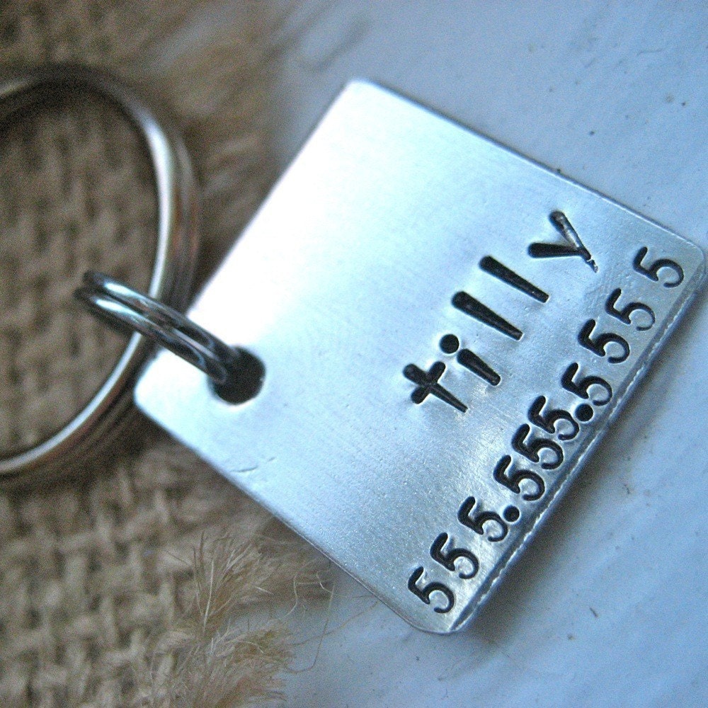 Mini At Ease pet ID tag in aluminum - 2 numbers - you pick the font