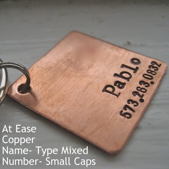 At Ease Typewriter - Personalized pet id tag in Copper