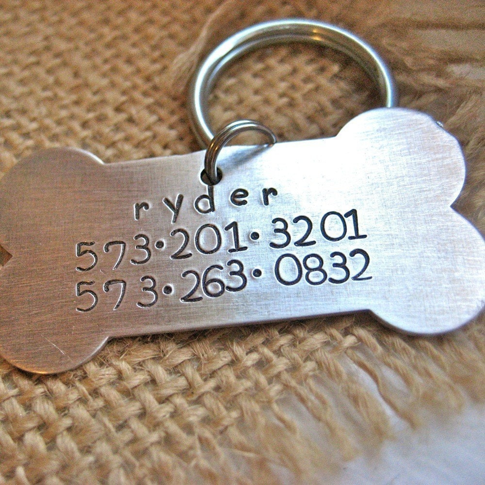 Give a dog a bone - custom personalized pet ID tag in aluminum