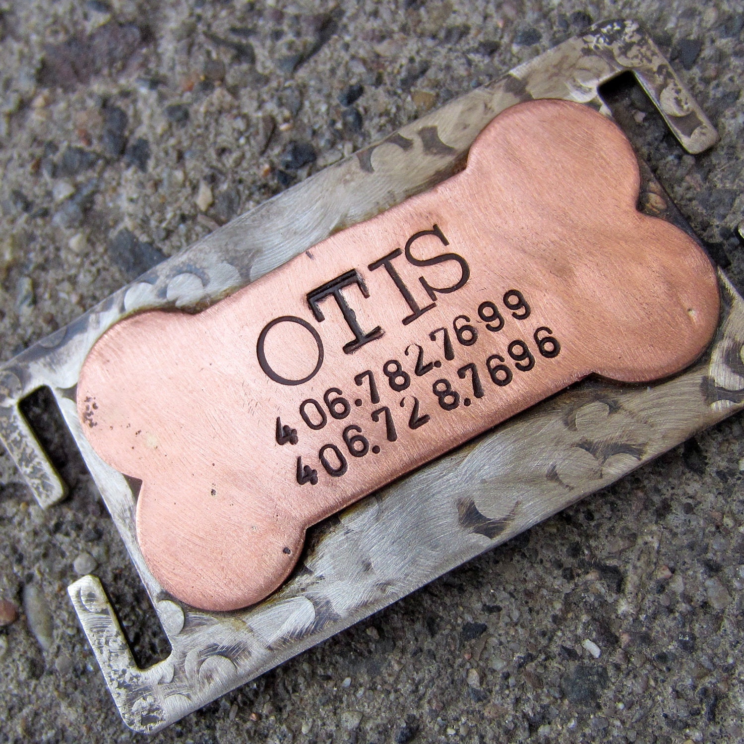 Custom pet ID quiet collar tag - The Bone