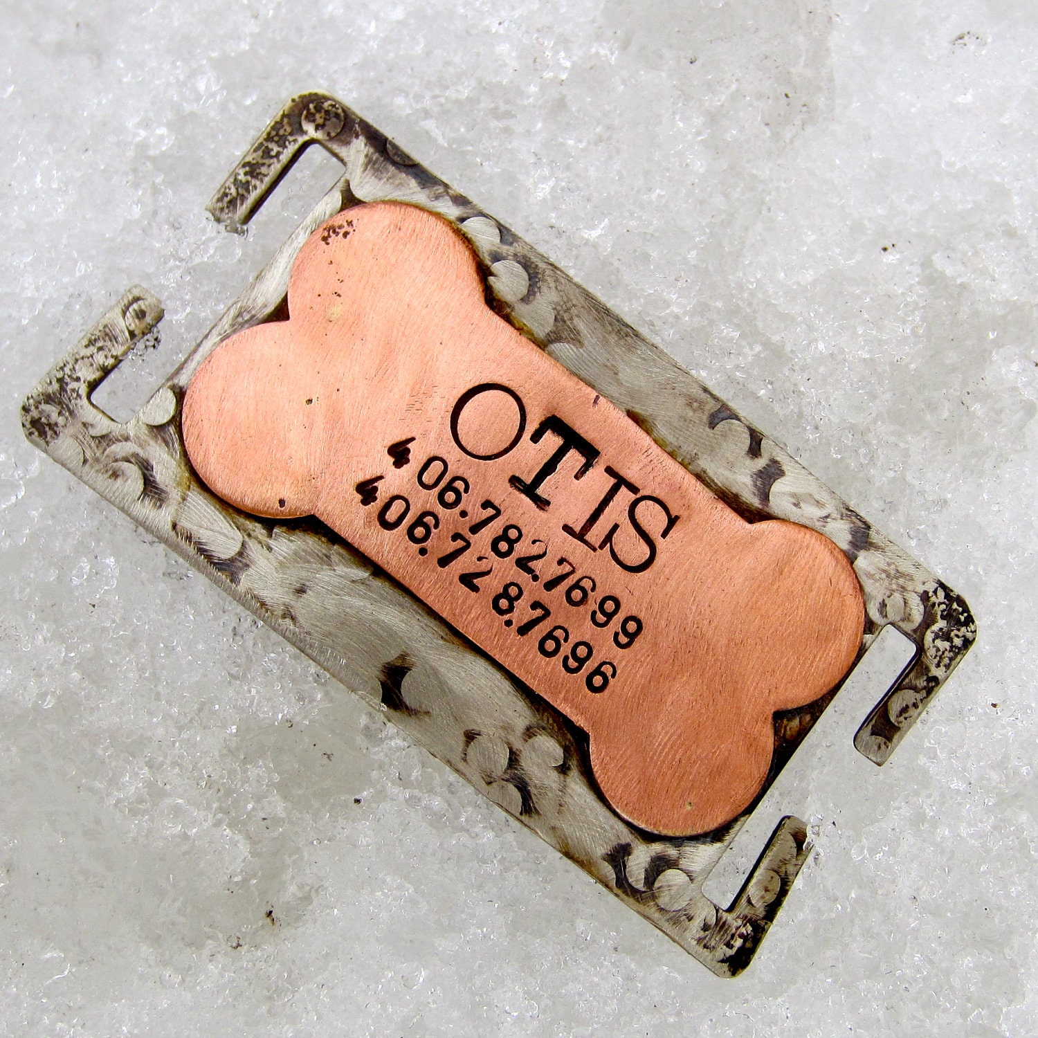 Custom pet ID quiet collar tag - The Bone