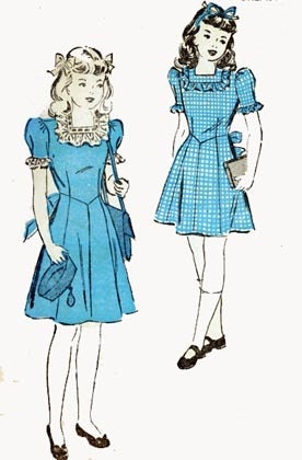 40s Advance 4677 Girls Frilly Sunday Frock Vintage Sewing Pattern Size 6