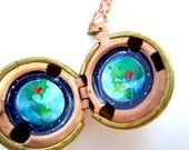 Reserved for Itzell - Customizable Earth Lockets - Hand-painted Miniature for Long-Distance Love