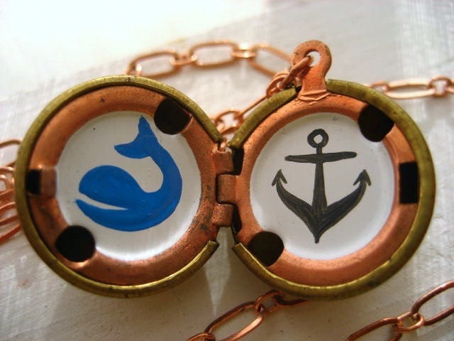 Whale and Anchor Hand Painted Locket