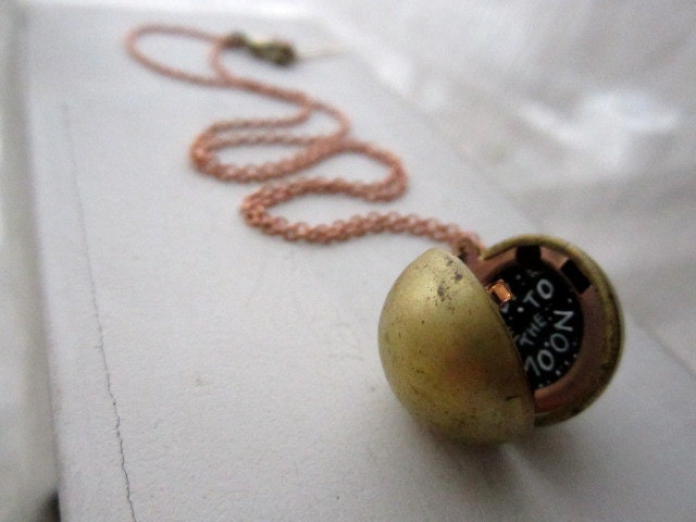 Fly Me to the Moon, Please  -  Hand-painted Locket