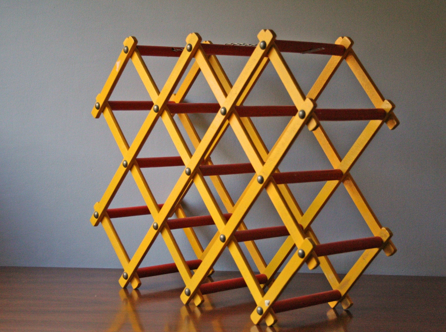 vintage accordion rack orange and yellow