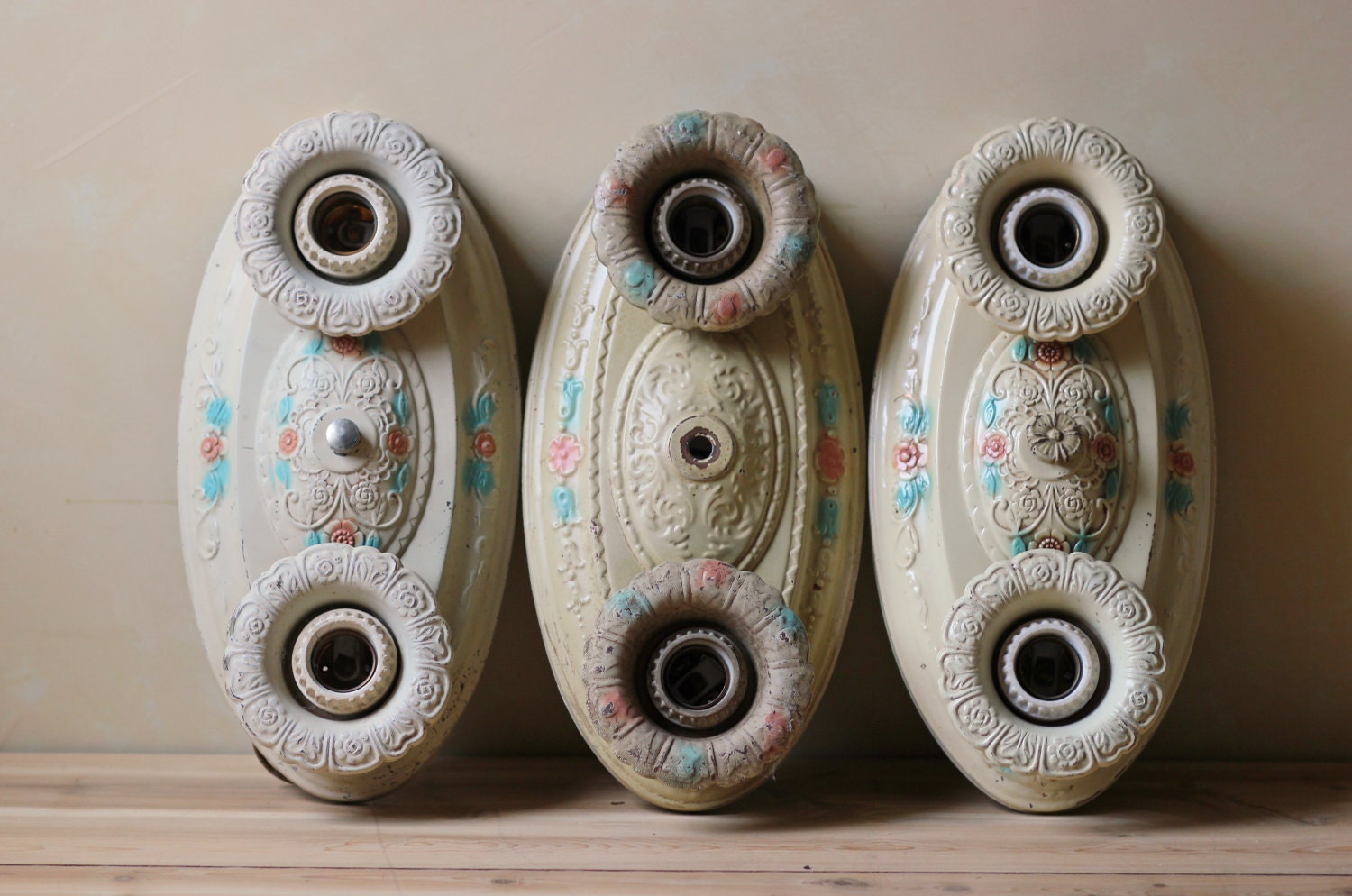 set of 3 antique lighting fixture