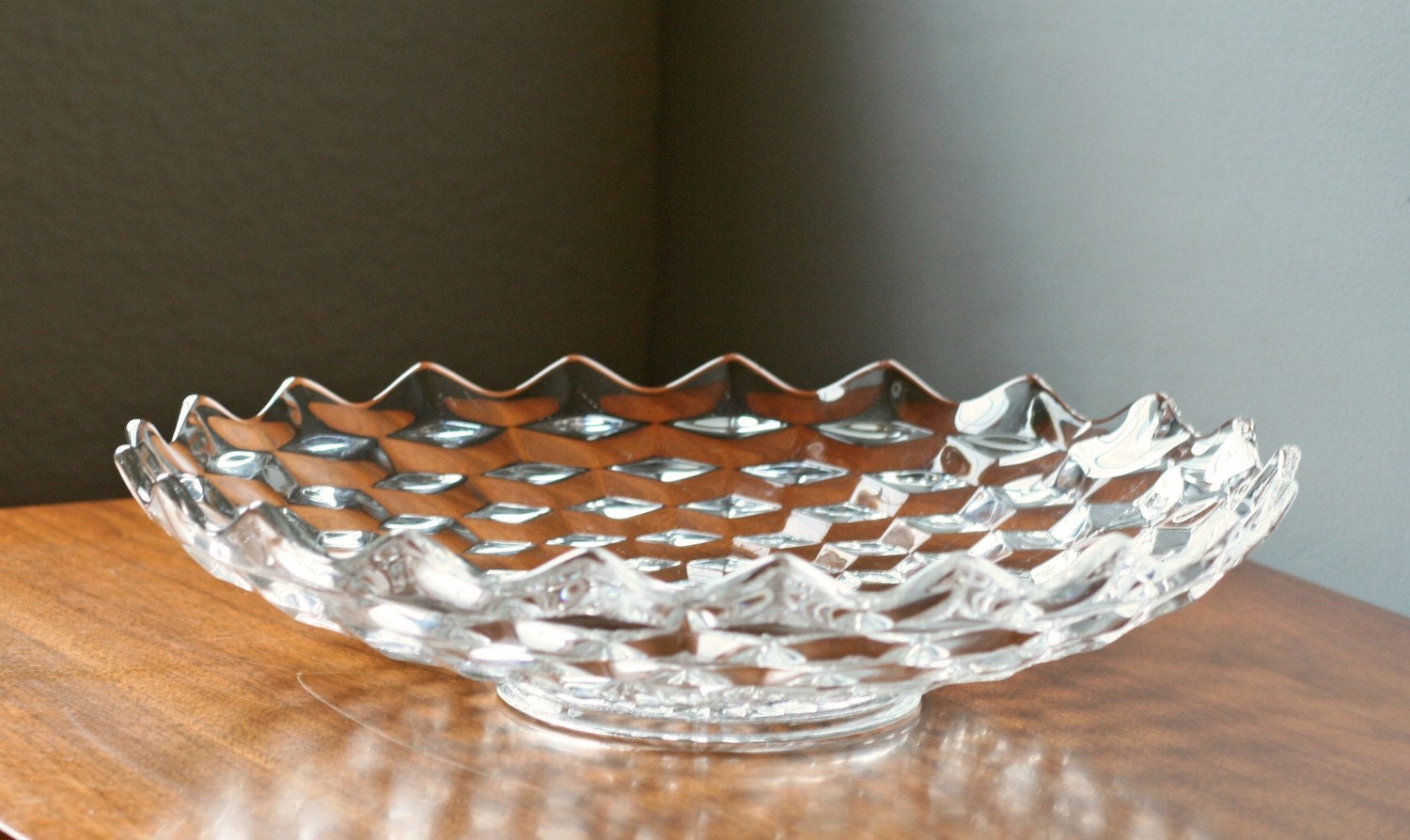 round Fostoria torte plate 13 inch glass plate serving bowl