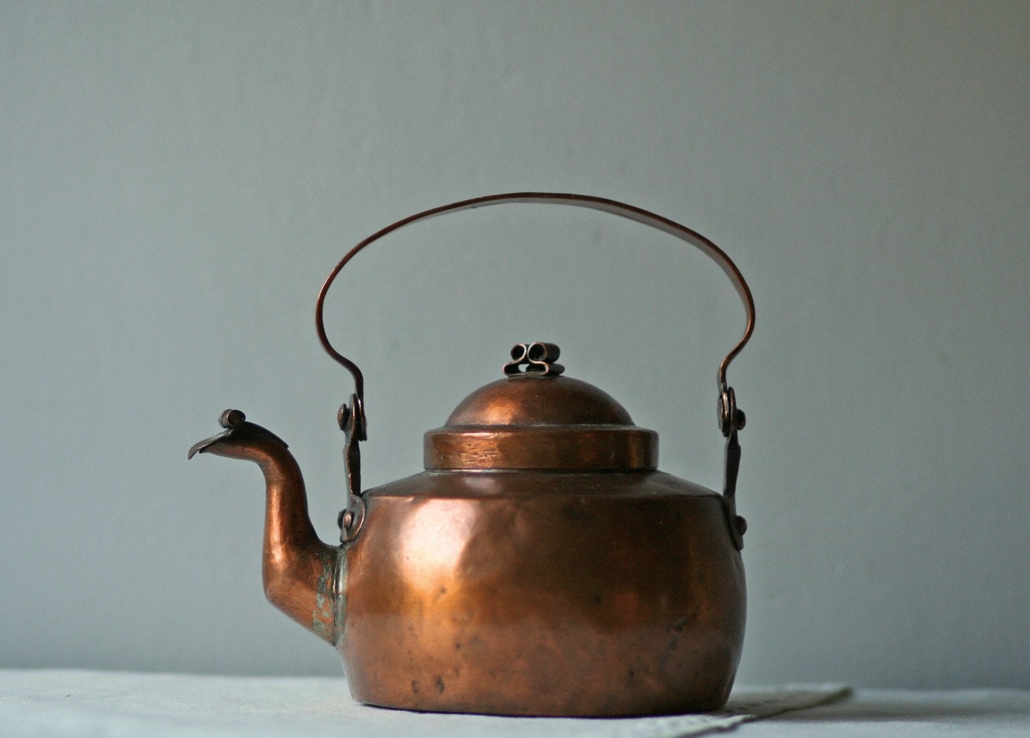 Antique Skultuna Swedish Copper Metal Tea Kettle