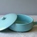 S A L E ///    vintage light blue pottery lidded casserole