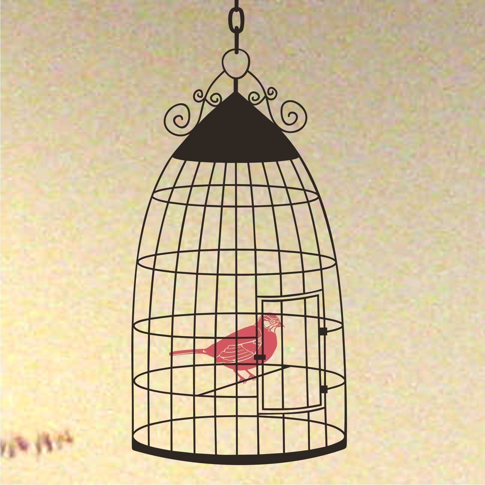 Bird in Cage - Vinyl Wall Art Decal
