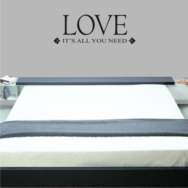 Wall Decal - LOVE It's All YOU NEED - Vinyl Wall Art Quote