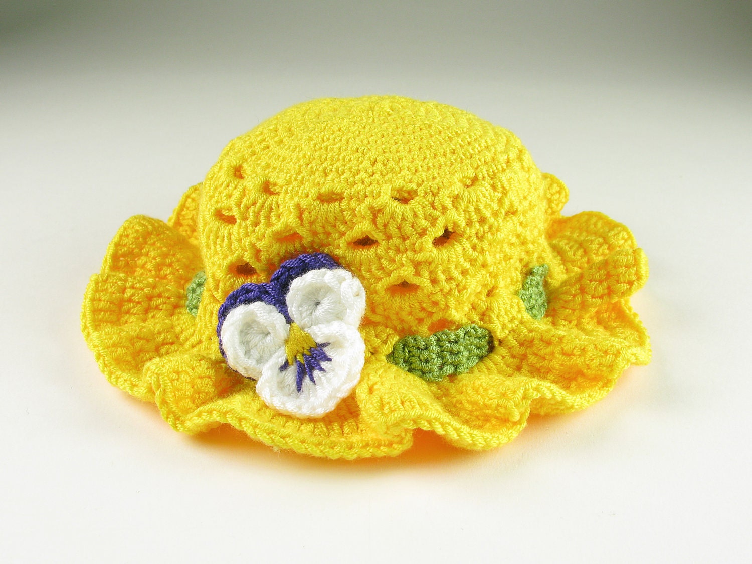 Crochet Baby Easter Pansy Bonnet Toddler Baby Hat Digital Download PDF Crochet Pattern