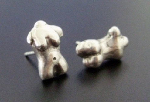 Noir Studs - Individually Handsculpted, Cast Sterling Silver Earstuds - One of a Kind Originals - Ready to Ship