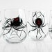 Black Widow Stemless Wine Glasses--Set of 4 Hand Painted Glasses