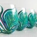 Peacock Stemless Wine Glasses--Set of 4 Hand-Painted Glasses