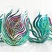 Regal Peacock Feather Hand Painted Glasses - 4 Piece Stemless Wine Glass Collection