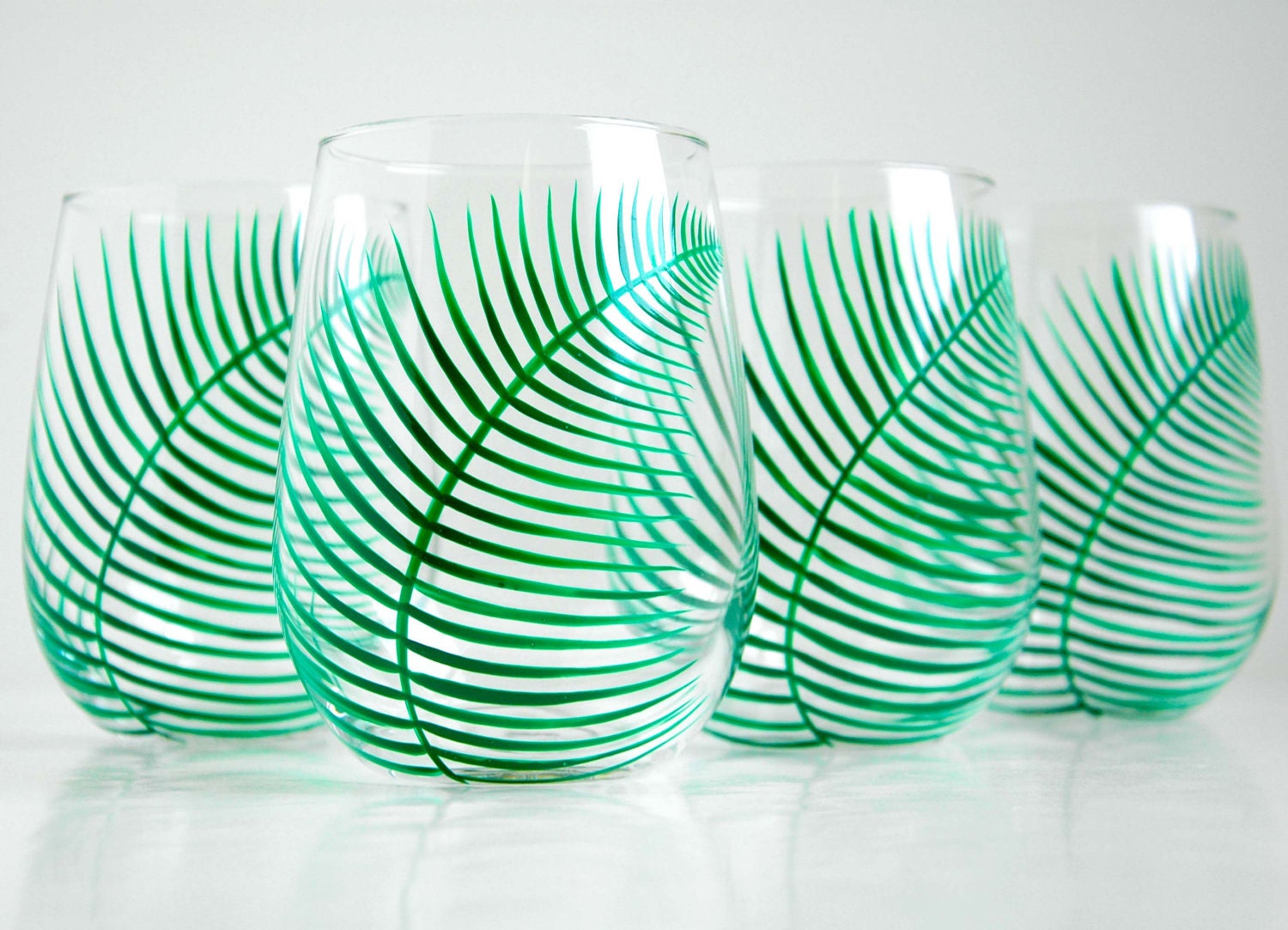 Fern Stemless Wine Glasses--Set of 4