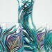 Regal Peacock Feather Stemless Wine Glasses and Carafe--5 Piece Collection Hand-Painted
