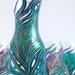 Regal Peacock Feather Stemless Wine Glasses and Carafe--5 Piece Collection Hand-Painted