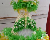 The Wyatt Custom Boutique Cupcake Birthday Party Hat in Big Green Tractor colors green, white, yellow Il_170x135