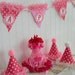 Custom Boutique Cheery Birthday Party Hat Collection pink cupcake, red polka dots