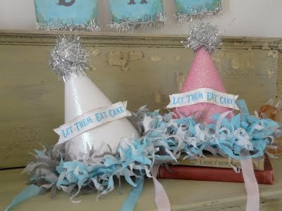 Marie Antoinette Custom Vintage Birthday Party Hat Package, Let them eat cake banner, guest hats, cupcake picks