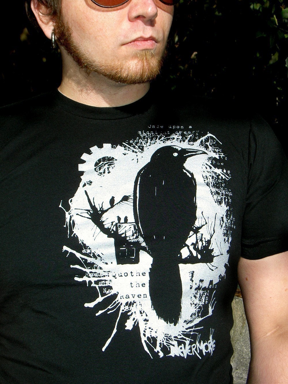 Nevermore Raven Men's T-shirt - Edgar Allan Poe Raven Tee Shirt for Men