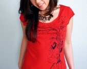 Wolf Womens Tshirt - Fairytale Tshirt - Little Red Riding Hood Scoop Neck Top - Gifts for Women