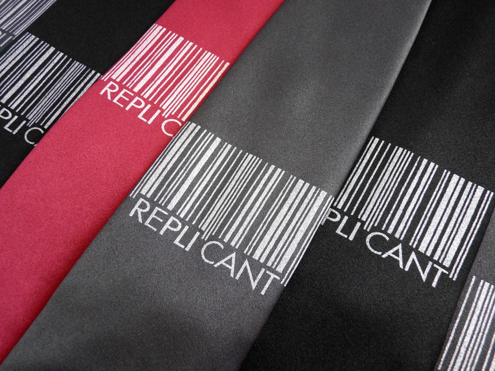 Replicant Mens Necktie - Blade Runner Inspired Barcode Tie for Men in Grey, Black or Magenta