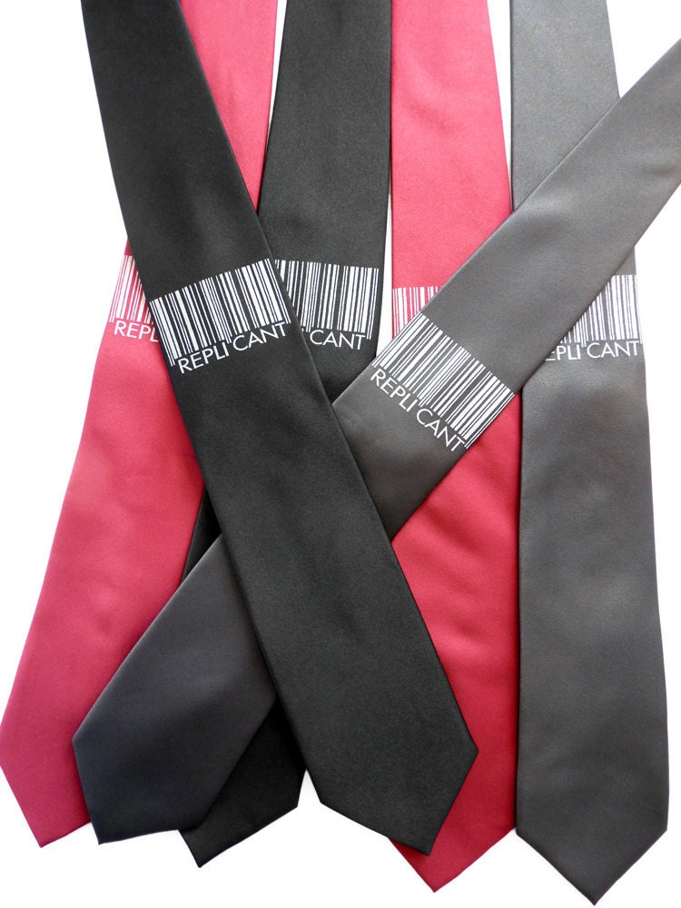 Replicant Mens Necktie - Blade Runner Inspired Barcode Tie for Men in Grey, Black or Magenta