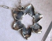 Flower Petal Necklace - Black - Sterling Silver - Oxidized - Cottage Chic - Organic - Nature Inspired - Rustic - Flower Necklace