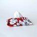 Fabric Tissue Holder, Travel Sized Cover, Red and White Flowers