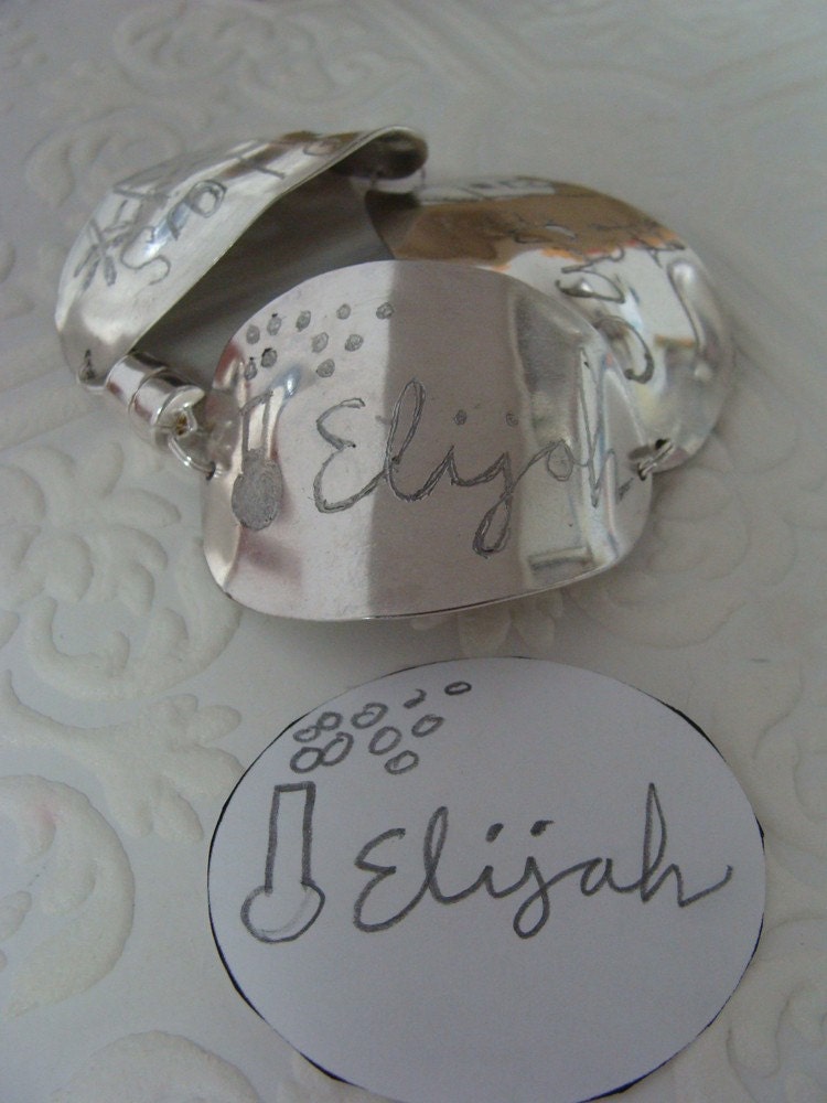 Personalized tri spoon bracelets with kid's names and drawings